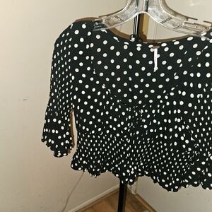 Free People Black and White Polka Dot Blouse